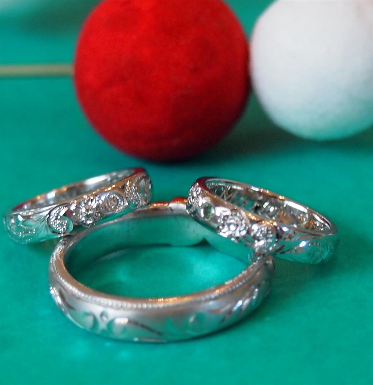 お二人の結婚指輪と家族でお揃いのベビーリング。。。